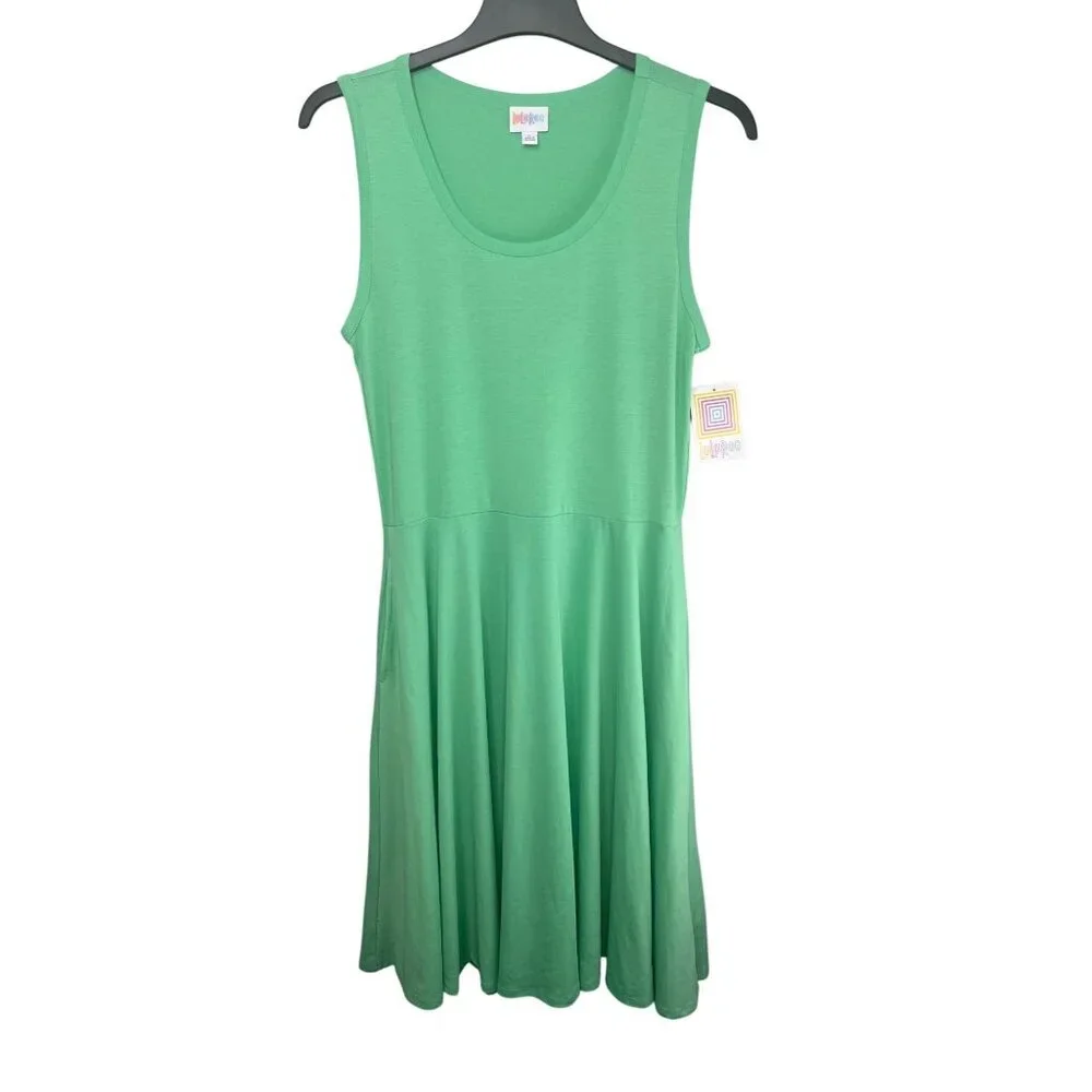 Lularoe Nicki Mint Green Sleeveless Fit & Flare A-Line Dress Womens Large - Picture 14 of 16